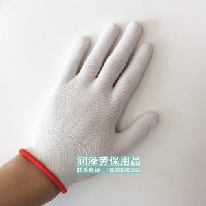 12双薄款尼龙手套白色红色黑色透气电子食品无尘礼仪棉纱手套劳保