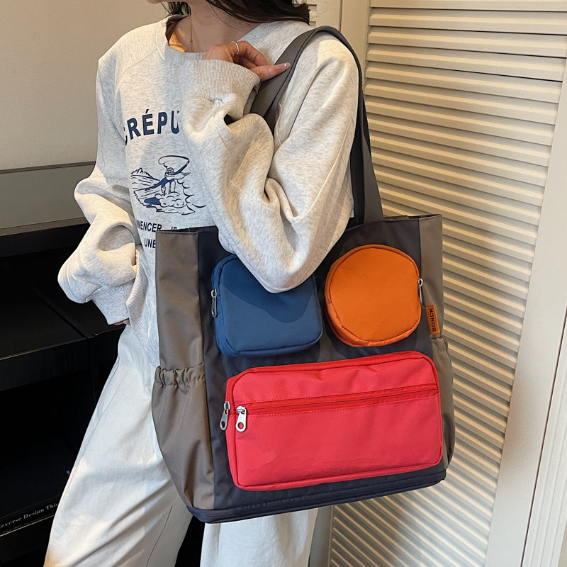 休闲短途旅行包女轻便尼龙布多口袋托特包大容量手提包单肩通勤包,箱包皮具/热销女包/男包,托特包,淘宝优惠券,粉丝福利购,淘宝优惠卷