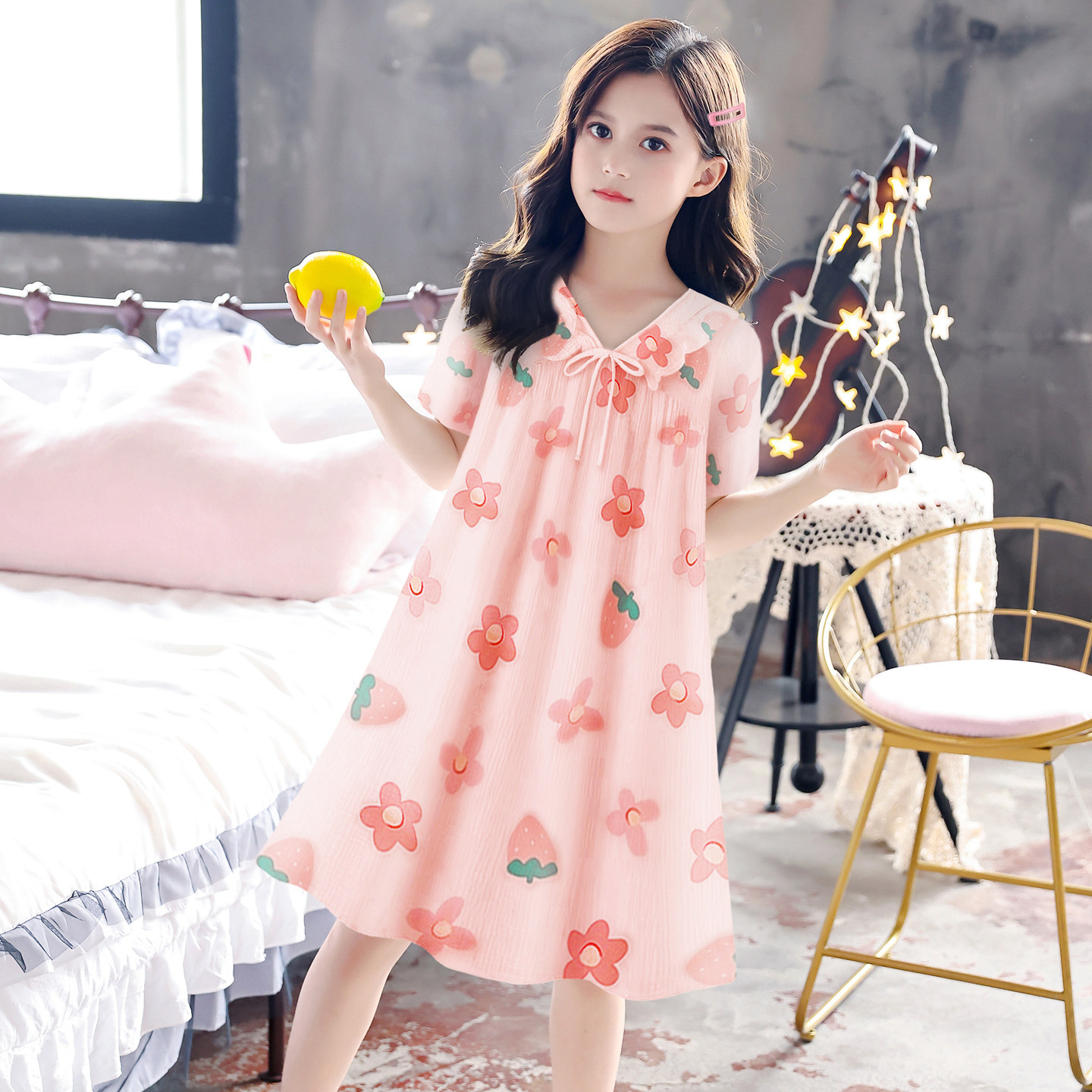 女童夏季薄款短袖棉纱睡裙甜美公主风新款儿童可外穿女宽松家居服,童装/婴儿装/亲子装,家居裙/睡裙,淘宝优惠券,粉丝福利购,淘宝优惠卷
