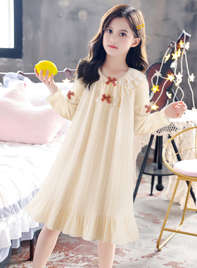 女童睡裙夏日系甜美公主风睡衣纯棉2025年新款春秋季可外穿家居裙