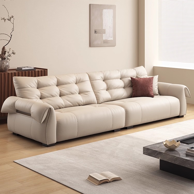 佛山意式极简天鹅沙发新款网红真皮小户型公寓客厅直排双组合沙发