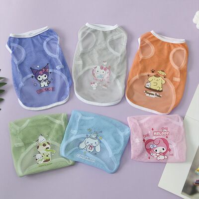 宠物衣服猫狗春夏清凉背心三丽鸥网格背心金毛柯基中大型犬衣服帅