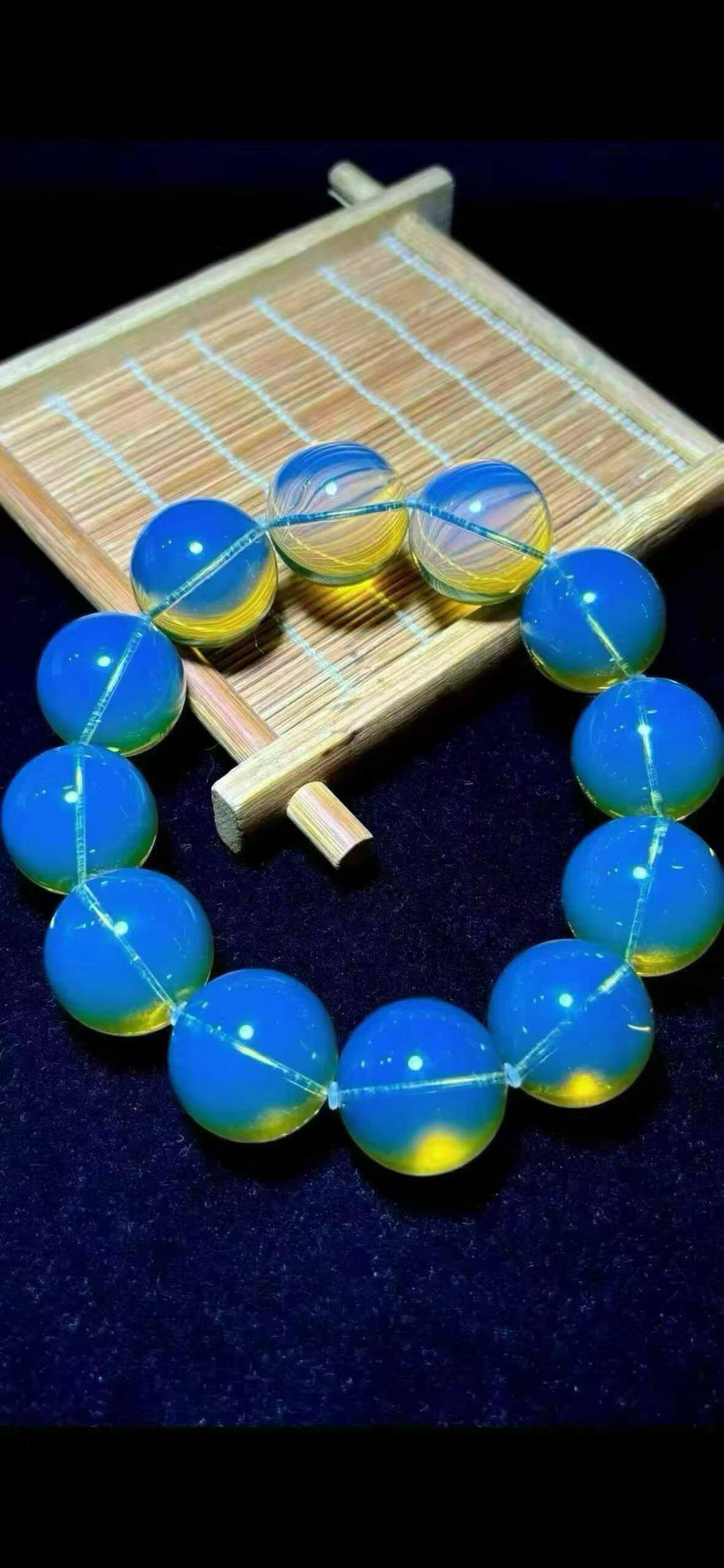 21mm大尺寸天然墨西哥蓝珀手串单圈 送礼