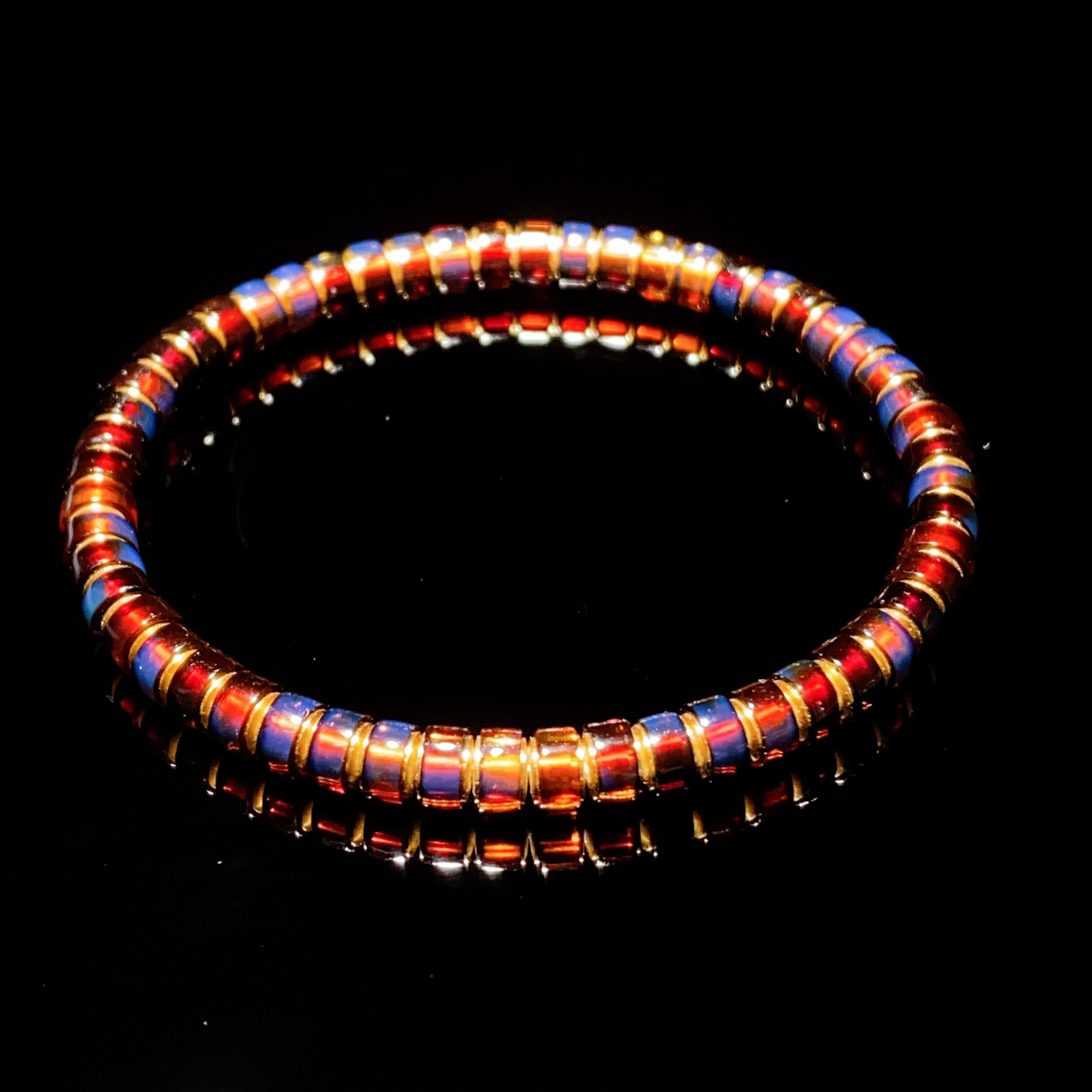 天然墨西哥红蓝精工网红直切药片单圈手串琥珀蜜蜡血珀手串男女款