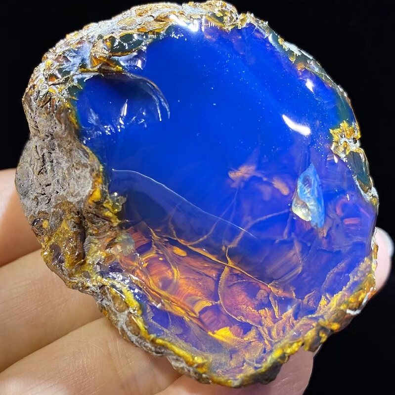 天然原矿多米尼加蓝珀原石皇家蓝天空蓝原料裸石DIY手工戒面蛋面