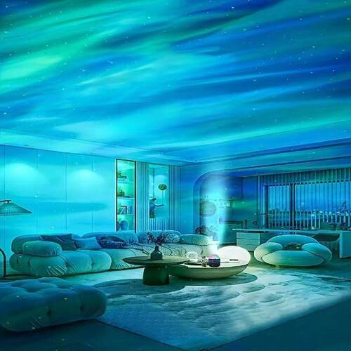 灯跨境床头旋转氛围小夜灯投影创意投影七彩北极光水纹灯星空灯