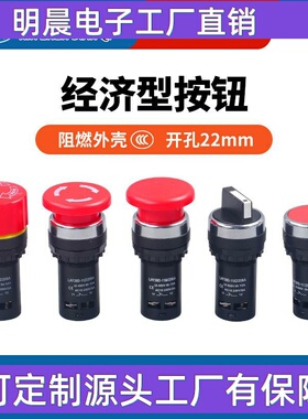 经济型按钮开关LAY39D LA38-11/206A二档/三档旋钮急停蘑菇头按钮