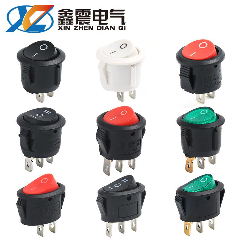 供应船型开关KCD15圆形带灯电源开关3脚防水椭圆2脚船型翘板开关