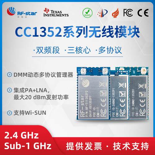 CC1352P/P7无线蓝牙通信模块 2.4G 868 915MHz ZigBee Matter协议