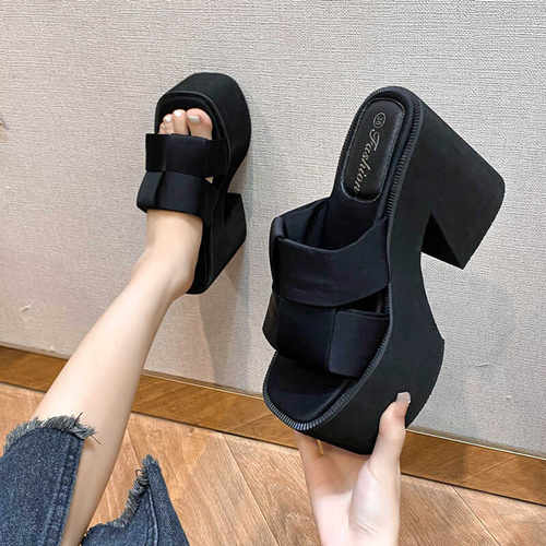 坡跟厚底凉拖鞋女夏超高跟不累脚
