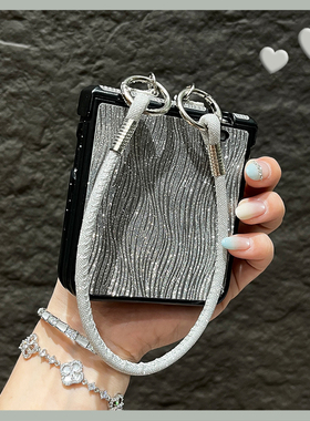 OU【时尚灰色细闪水波纹细圆手提绳】适用于荣耀magicvflip/flip2折叠屏手机壳新款翻盖侧扣小众防摔保护套女