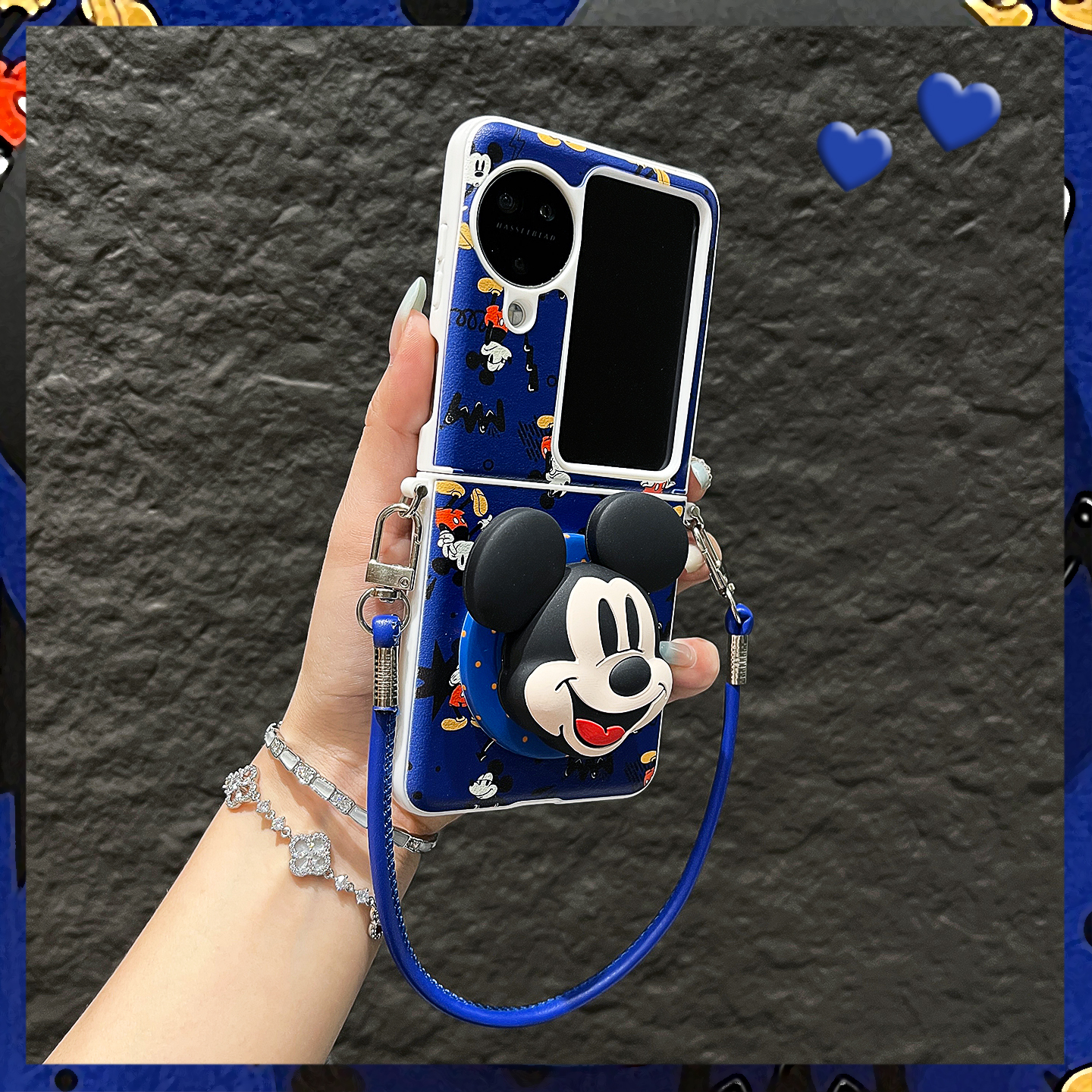 OU【小众卡通人物磁吸支架手提绳】适用于OPPOfindN3flip折叠屏手机壳新款翻盖潮牌时尚防摔保护套男女款可爱