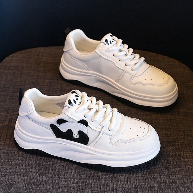 韩国真皮厚底小白鞋女2026新款春季厚底熊猫鞋运动休闲百搭板鞋潮