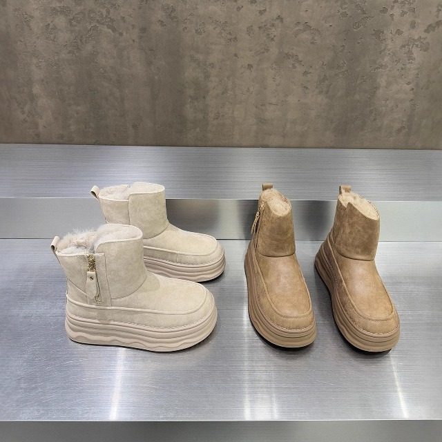 韩国皮毛一体厚底防滑雪地靴女冬