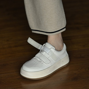 日本JGYPDM 2026增高4CM厚底小白鞋女平板鞋真皮休闲鞋女运动鞋潮