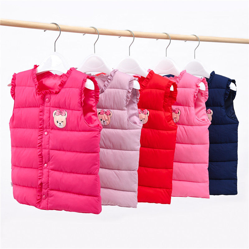 女童羽绒棉服马甲中大儿童背心加厚内胆宝宝小女孩坎肩花边马夹冬