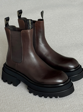 VIPlander厚底切尔西靴咖色休闲通勤真皮英伦皮靴男秋冬154521