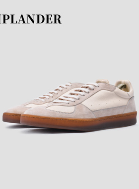 viplander 2020新款休闲德训鞋真皮白色板鞋复古软底潮流百搭男鞋