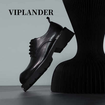 viplander德比鞋男新款厚底鞋潮流百搭通勤商务休闲皮鞋夏149002