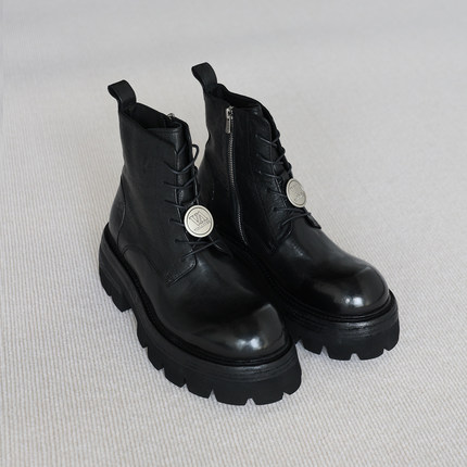 VIPlander秋冬新品厚底马皮马丁靴做旧真皮增高皮靴皮鞋男154215