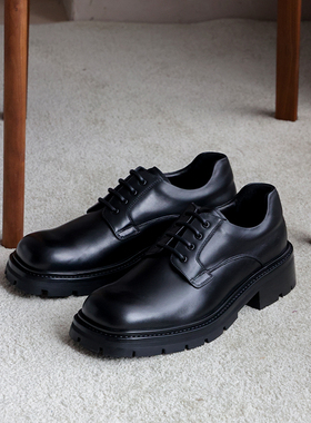viplander皮鞋男个性简约素面方头德比鞋商务休闲增高男鞋142202