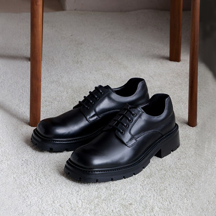 viplander皮鞋男个性简约素面方头德比鞋商务休闲增高男鞋142202