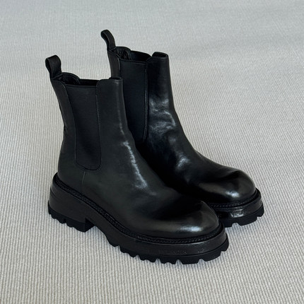 VIPlander马皮切尔西靴复古做旧英伦商务通勤厚底皮靴男冬166332