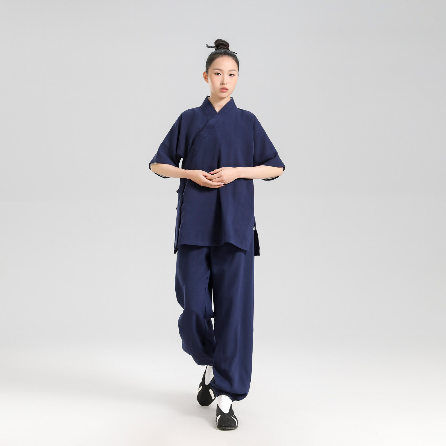 云青玄男女款亚麻道袍套装春夏款道士服太极服禅修居士短袍练功服