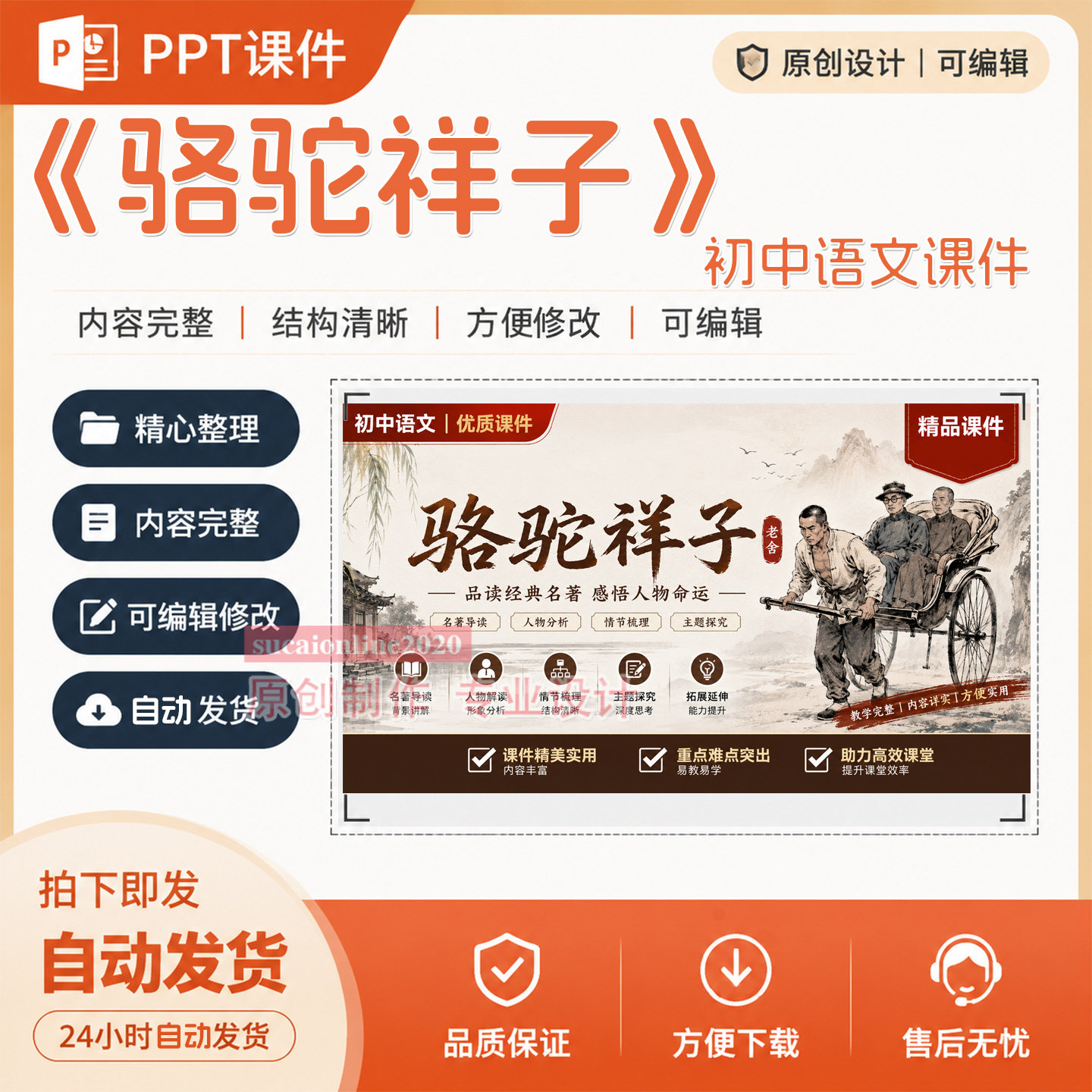 《骆驼祥子》初中语文课件作品成品微课精品课PPT设计制作A116