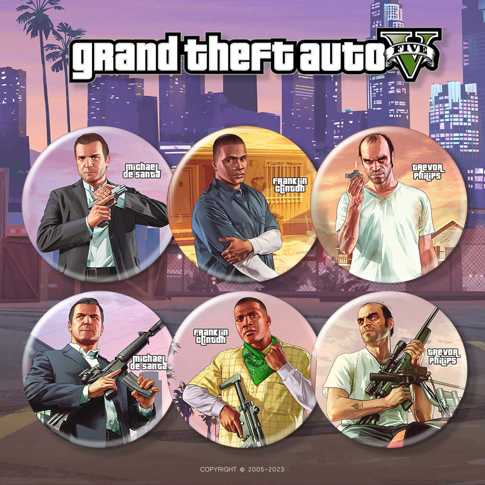 gta5猎车手r星steam单机游戏周边二次元金属徽章吧唧冰箱贴谷子