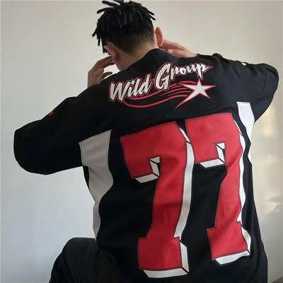 WILDX 脉冲系列 美式冰球服77号原创复古橄榄球情侣国潮长袖卫衣