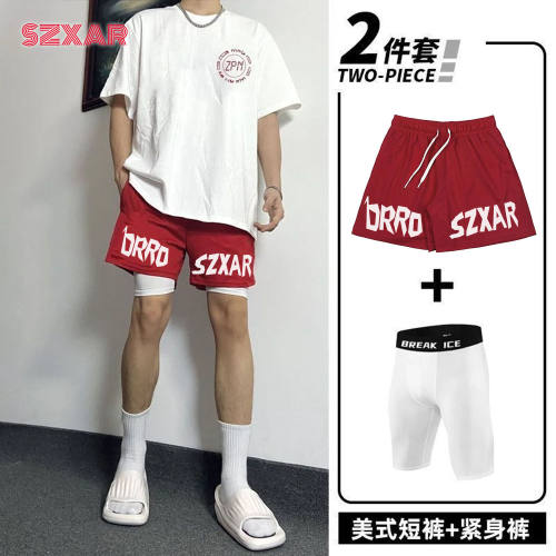 SZXAR美式夏季短裤男运动网眼速干篮球裤练腿跑步训练肌肉健身裤