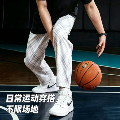 美式休闲裤潮牌夏新款运动健身跑步篮球速干休闲长裤格子直筒裤TY