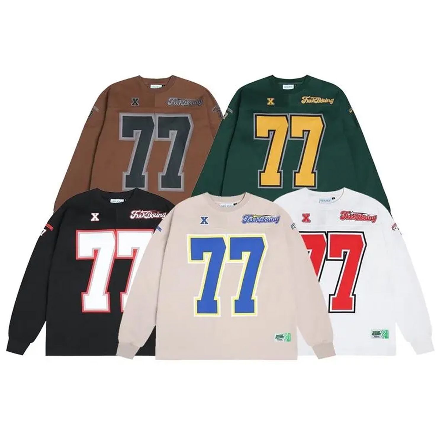 WILDX 脉冲系列 美式冰球服77号原创复古橄榄球情侣国潮长袖卫衣