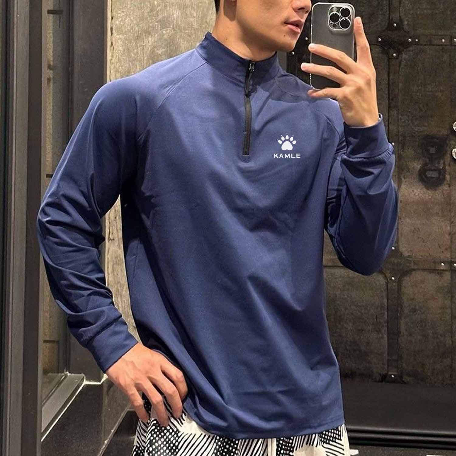 KE美式体育田径训练服长袖长裤速干套装跑步运动服半拉链