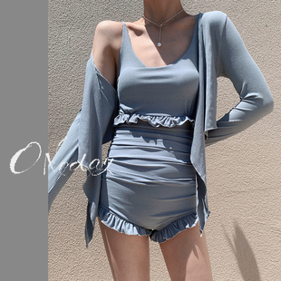 泳衣女保守学生遮肚显瘦两件套泡温泉泳装 oneday新款 性感连体长袖