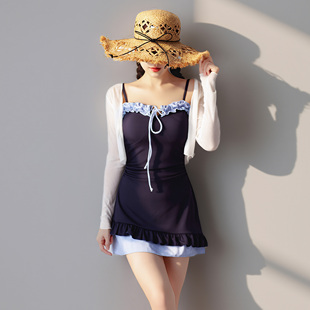 新款泳衣法式复连体泳衣女小胸显瘦泳衣高级感度假泳装温泉泳衣