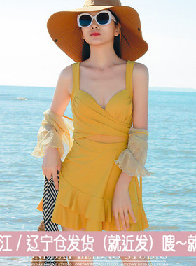 泳衣女连体新款泳装高级感性感纯欲风小胸大胸泳衣保守泡温泉泳装