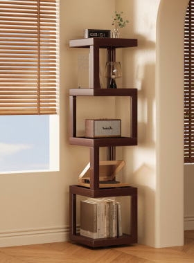 旋转置物架家用客厅拐角边整理架一体靠墙书房简易书架转角收纳架