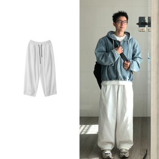 黑子舞想显瘦直筒纯白色牛仔裤男女宽松街头阔腿裤休闲长裤情侣