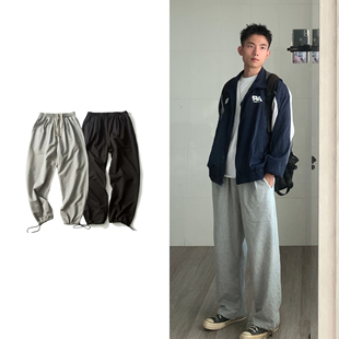 黑子舞想运动卫裤春秋冬季宽松直筒高腰显瘦束脚降落伞百搭阔腿裤