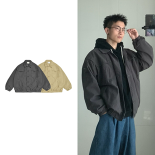 黑子舞想日系复古宽松水洗做旧男女款休闲夹克中性风上衣外套