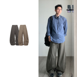 黑子舞想美式复古弯刀裤cleanfit直筒水洗工装百搭休闲香蕉裤子潮