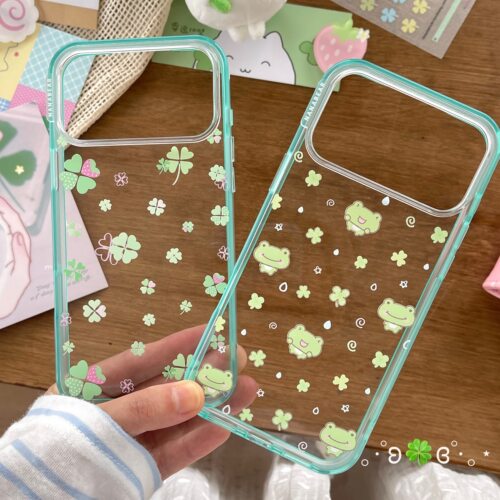 四叶草小青蛙透绿边框手机壳