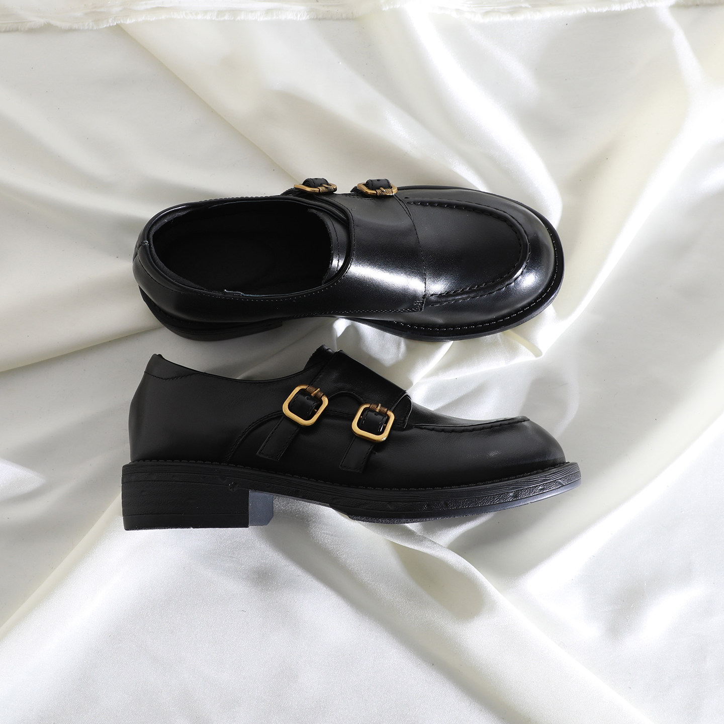 莲花府邸2026英伦学院风单鞋皮带扣乐福鞋休闲百搭粗跟牛皮女鞋子,女鞋,乐福鞋（豆豆鞋）,淘宝优惠券,粉丝福利购,淘宝优惠卷