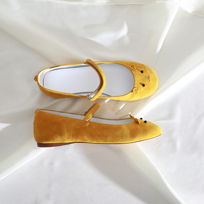 莲花府邸甜美圆头浅口一字带单鞋