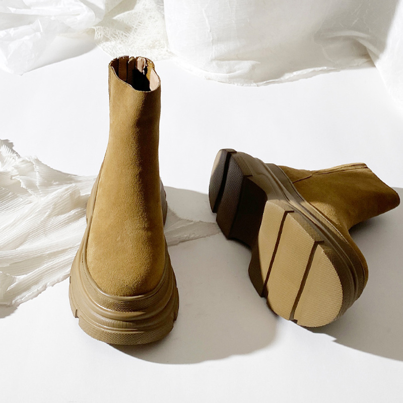 莲花府邸松糕底切尔西靴磨砂