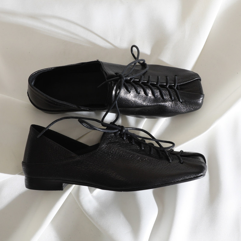 莲花府邸2026春小皮鞋简约复古方头中口系带单鞋百搭粗跟羊皮女鞋,女鞋,深口单鞋,淘宝优惠券,粉丝福利购,淘宝优惠卷