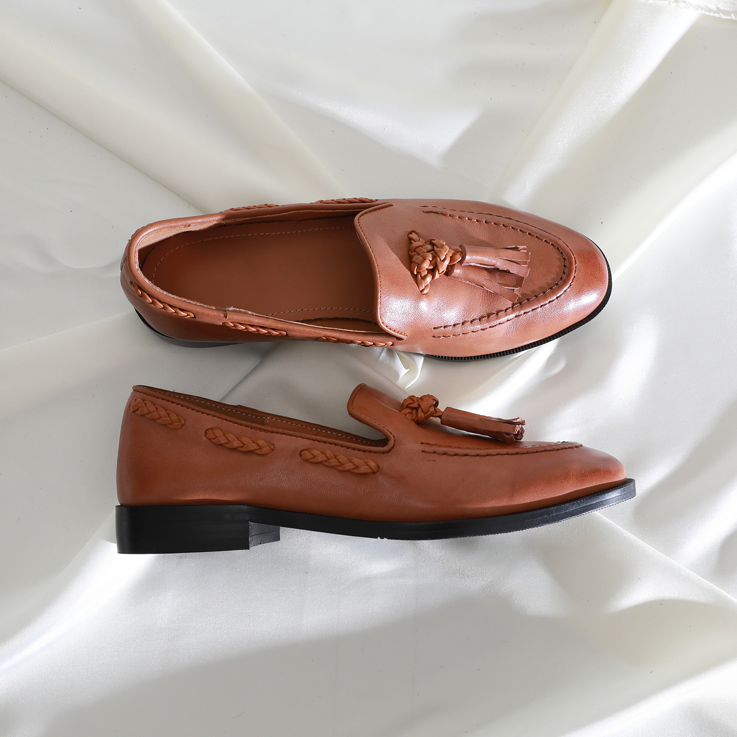 莲花府邸复古低跟流苏百搭一脚蹬