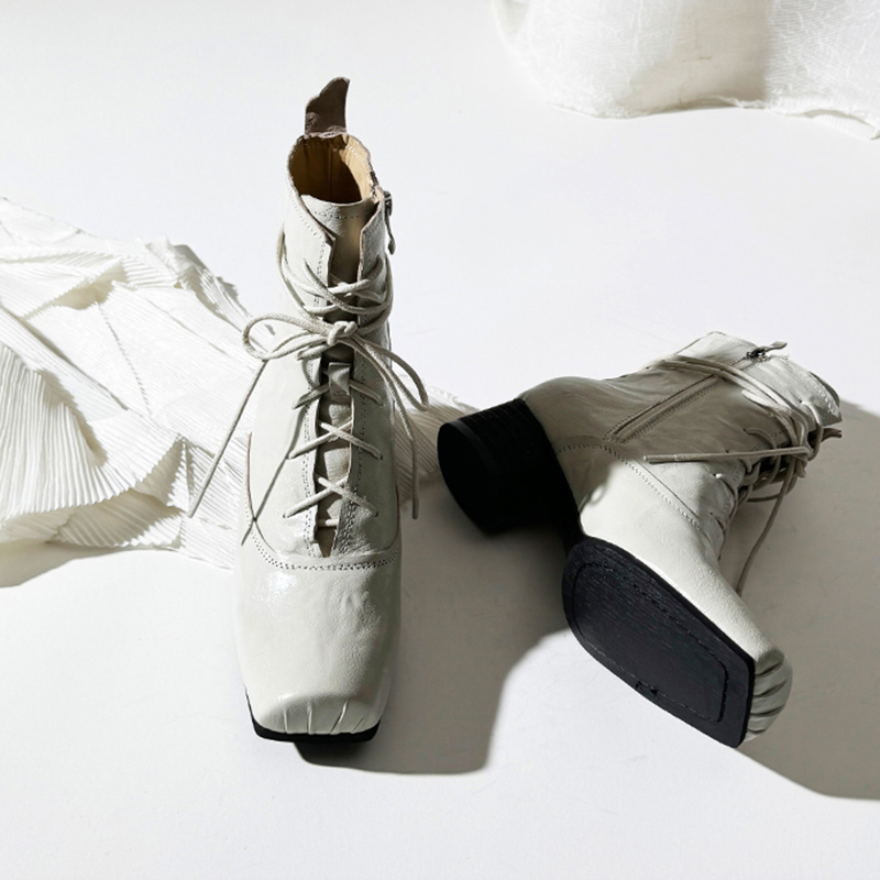 莲花府邸马丁靴牛筋系带